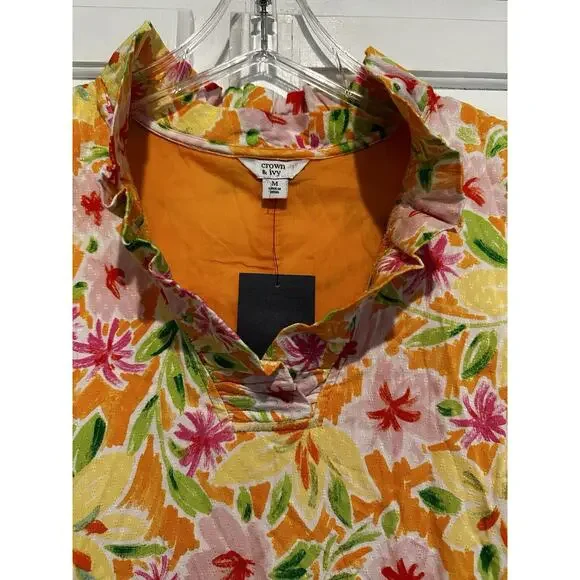 Crown And Ivy Shift Dress Size Medium Floral Sleeveless NWT Beach Costal Resort - Picture 2 of 11